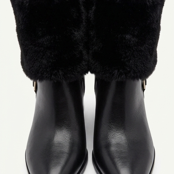 Vince Camuto Shoes - NWOT Vince Camuto Black Leather & Faux Fur Cuff Ankle Boots